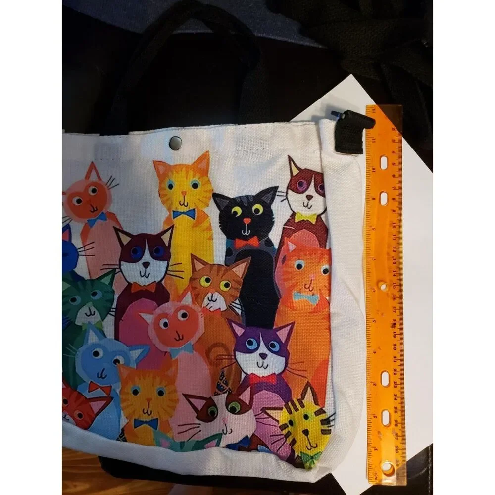 CATS Canvas Book Bag Carry Hand & Shoulder Straps Tote Crossbody